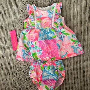 Lilly Pulitzer 3-6 mo dress and romper shorts Like New with tags